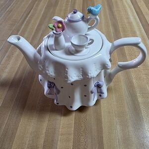 Vintage TELEFLORA White Teapot with Colorful Accents